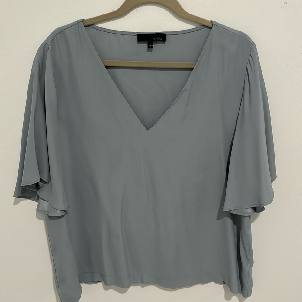 Powder Blue Flowy Blouse